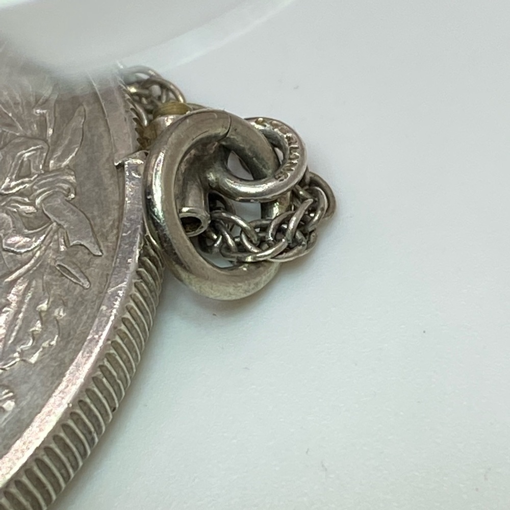 1968 Vintage Sterling Necklace Mexican Olympics 25 Peso Coin in Wrap 24” Chain - Picture 7 of 14